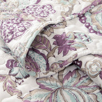 White 2/3-Piece Floral Pattern Quilt Bedspread Coverlet Set