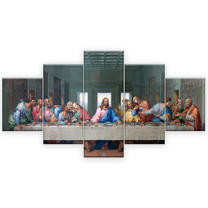 5-Piece Christian Jesus Last Supper Canvas Wall Art
