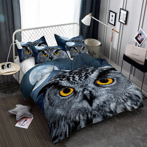 2/3-Piece Night Owl Print Duvet Cover Bedding Set