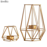 Gold Geometric Convex Hexagon Metal Wire Candle Holder