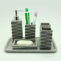 5-Piece Square Stack Design Resin Bathroom Accessory Set