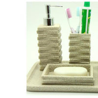 5-Piece Square Stack Design Resin Bathroom Accessory Set