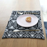 4-Piece Black Geometric Bohemian Pattern Table Placemat Set