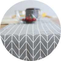 Gray Geometric Arrow Pattern Cotton Linen Table Runner