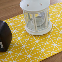 Yellow Geometric Triangle Pattern Cotton Linen Table Runner