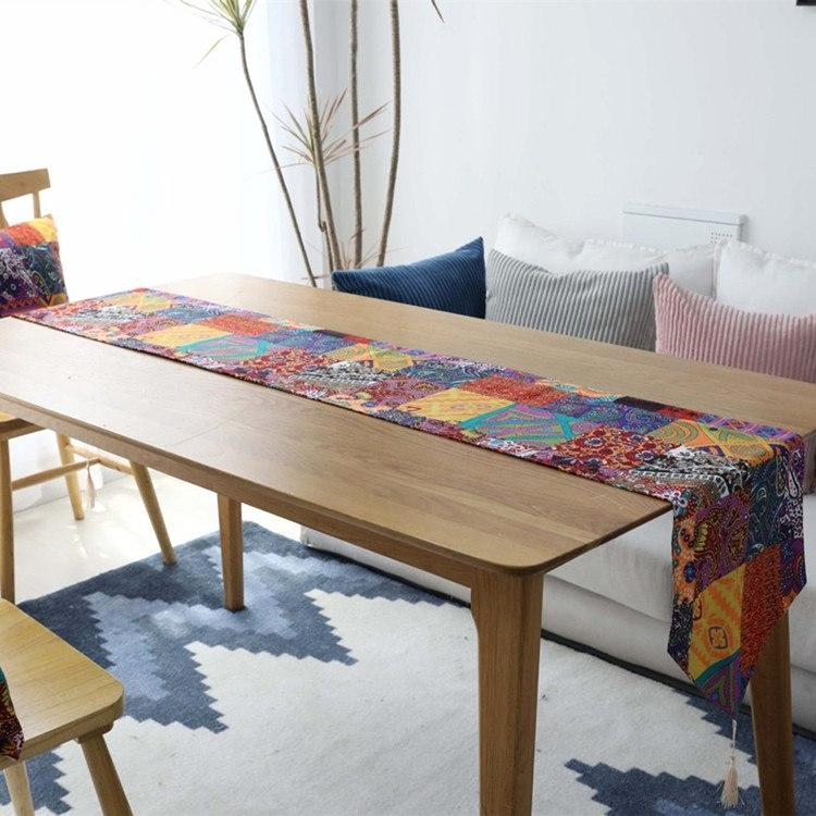 Multi-Color Bohemian Pattern Cotton Linen Table Runner