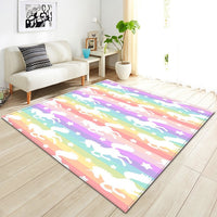 Multi-Color Rainbow Unicorn Stripe Area Rug Floor Mat