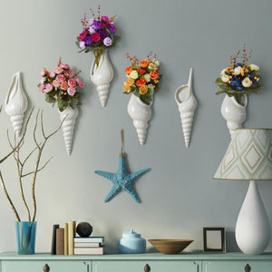 Contemporary 3D Wall-Mounted Shell Flower Vase