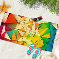 Quick-Dry Geometric Rainbow Microfiber Beach Towel