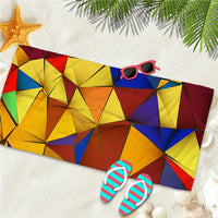 Quick-Dry Geometric Rainbow Microfiber Beach Towel