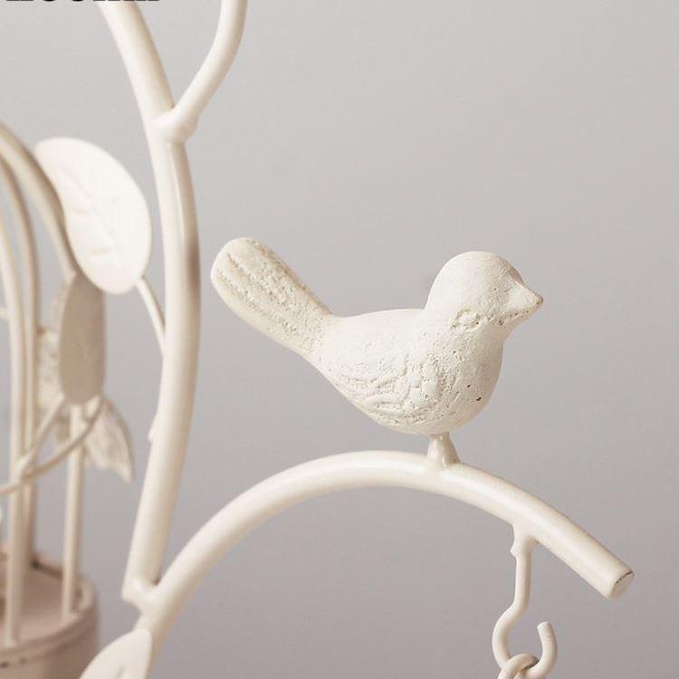 Vintage Ivory Metal Bird Cage Tealight Candle Holder
