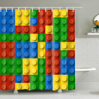 Colorful Kids Lego Print Bathroom Shower Curtain