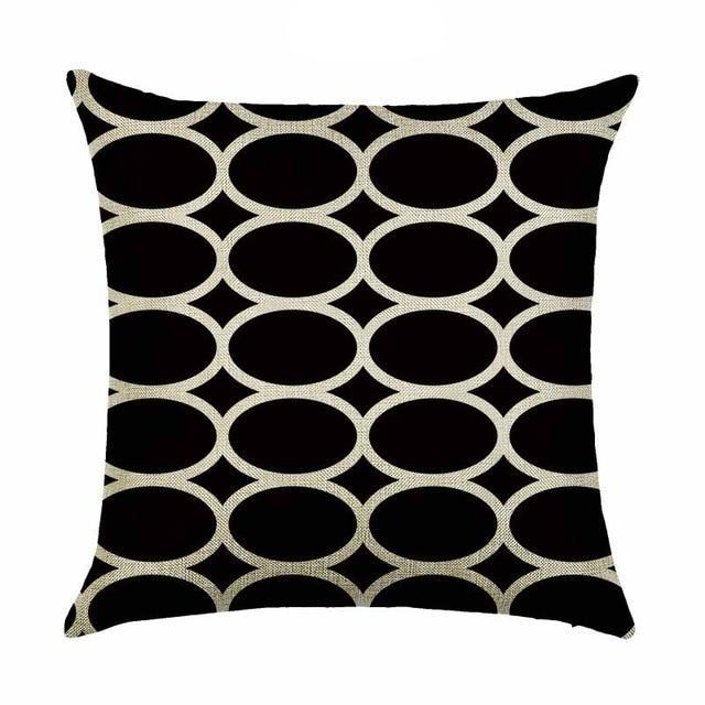 18" Simple Black Geometric Pattern Throw Pillow Cover