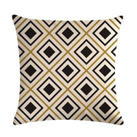 18" Black / Gold Geometric Line Pattern Throw Pillow Cover