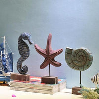 Wood Mediterranean Sea Life Sculpture