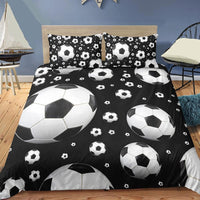 Black 2/3-Piece Flying Soccer Ball Duvet Cover Set
