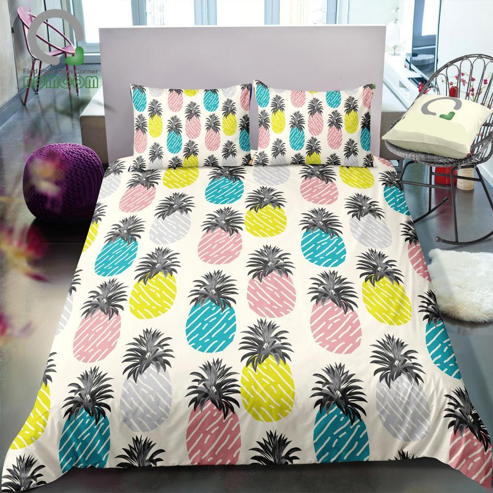 Multi-Color 2/3-Piece Abstract Pineapple Pattern Duvet Set