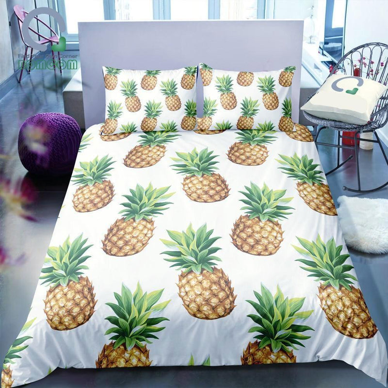 White 2/3-Piece Pineapple Pattern Duvet Cover Set