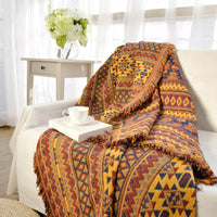 Orange Knitted Southwestern Sofa Throw Cover Blanket