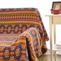 Orange Knitted Southwestern Sofa Throw Cover Blanket