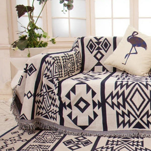 Geometric Knitted Native Aztec Sofa Throw Cover Blanket