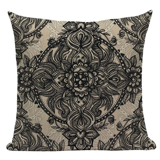 18" Vintage Indian Floral Pattern Throw Pillow Cover