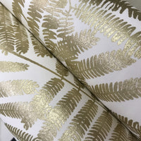 Gold Metallic Tropical Fern Leaf Pattern Wallpaper