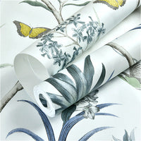 Floral Butterfly & Bird Chinoiserie Pattern Wallpaper