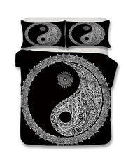2/3-Piece Black & White Bohemian Yin-Yang Duvet Set