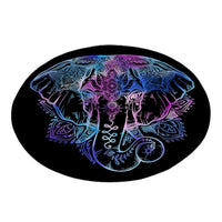 Round Black Bohemian Elephant Floor Mat Rug