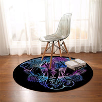 Round Black Bohemian Elephant Floor Mat Rug