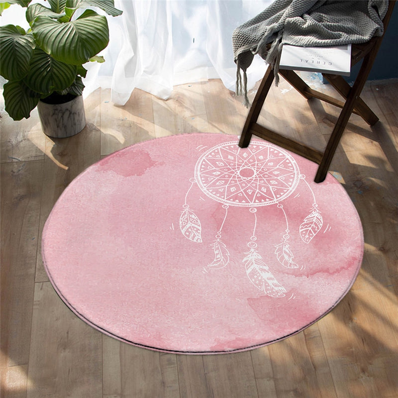 Round Watercolor Dreamcatcher Floor Mat Rug