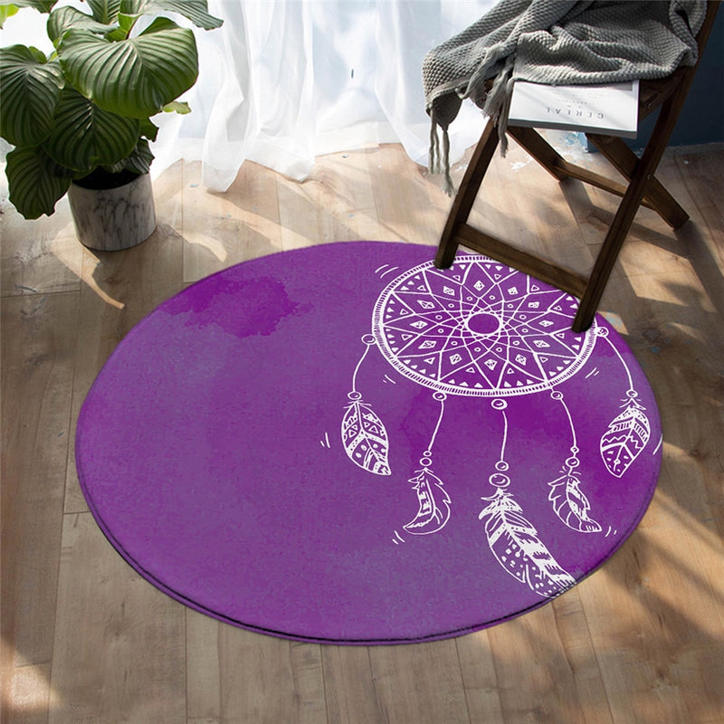 Round Watercolor Dreamcatcher Floor Mat Rug