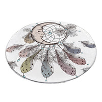 Round White Moon Dreamcatcher Print Floor Mat Rug