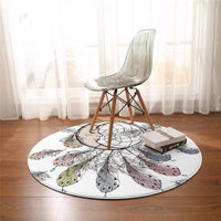 Round White Moon Dreamcatcher Print Floor Mat Rug