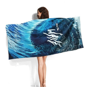 XL Quick-Dry Blue Ride The Wave Beach Towel