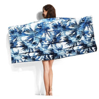 XL Quick-Dry Blue Palm Tree Pattern Beach Towel