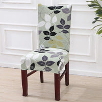 Mint Green Floral Leaf Pattern Dining Chair Cover