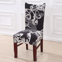 Gray / White Floral Damask Pattern Dining Chair Cover