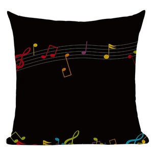 18" Guitar / Piano Lovers Music Note Throw Pillow Cover