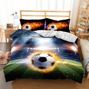 2/3-Piece Action Soccer Ball Duvet Cover Bedding Set