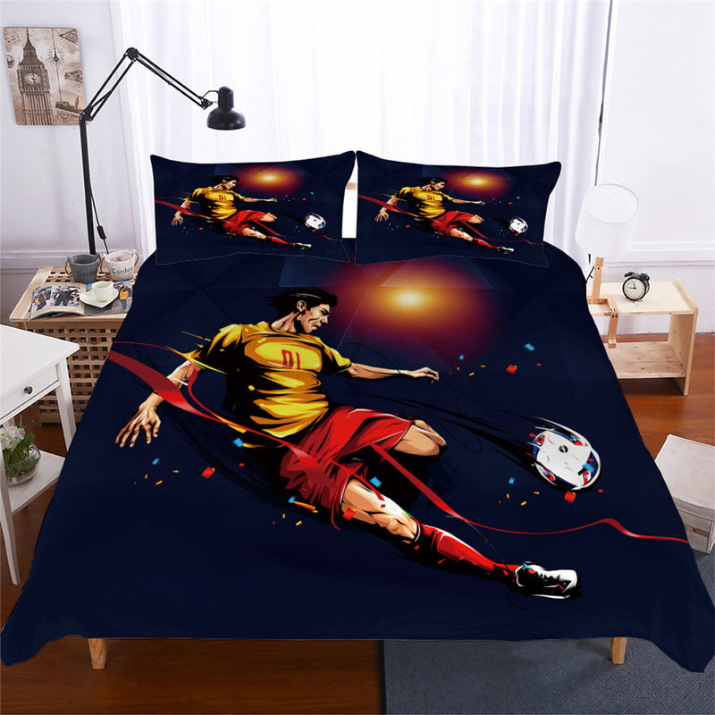2/3-Piece Soccer Player Action Duvet Cover Bedding Set