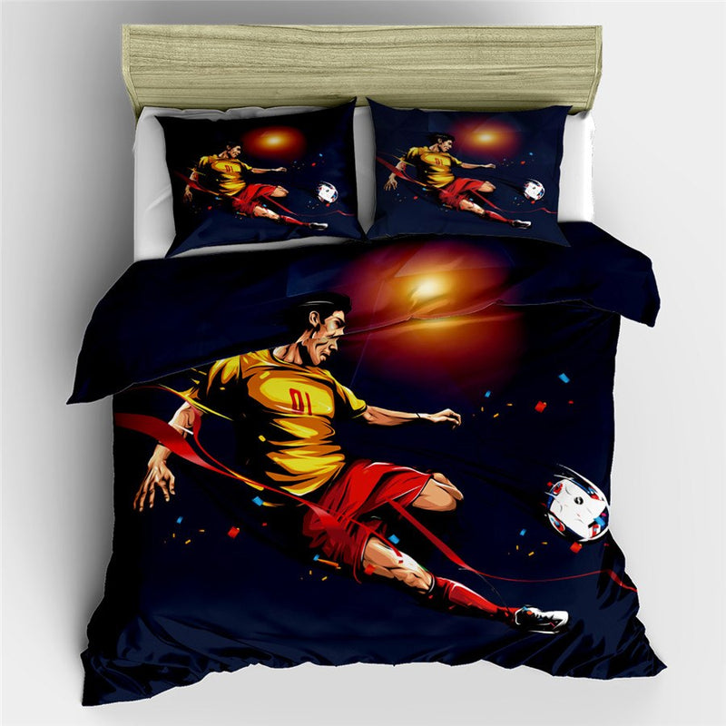 2/3-Piece Soccer Player Action Duvet Cover Bedding Set