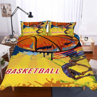 Yellow 2/3-Piece Graffiti Basketball Print Duvet Cover Set