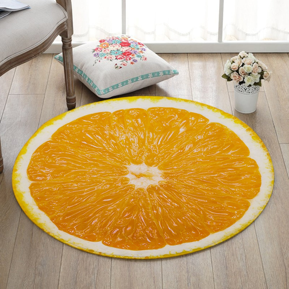 Round Printed Fruit Slice Floor Mat Rug