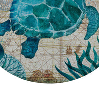 Round Mediterranean Sea Life Floor Mat Rug