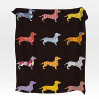 Fleece Dachshund Wiener Dog Pattern Throw Blanket