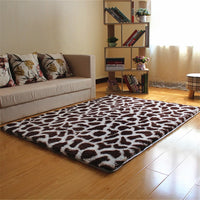 Plush Shaggy Leopard Print Area Rug Floor Mat