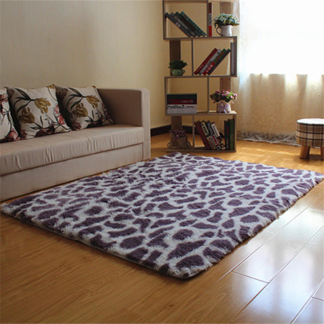 Plush Shaggy Leopard Print Area Rug Floor Mat