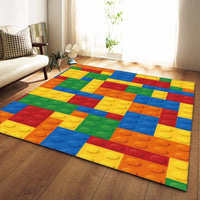 Colorful Kids Lego Print Area Rug Floor Mat